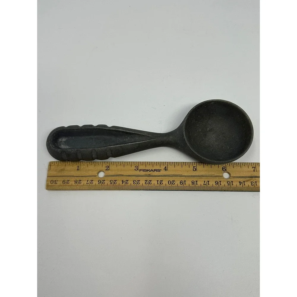 Vintage Heavy Cast Aluminum Ice Cream Scoop Scalloped Handle Industrial B0